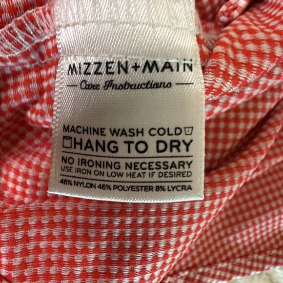 Mizzen Main Mens Gingham Red Long Sleeve Button Down Trim Fit Shirt Size Large - Picture 4 of 9